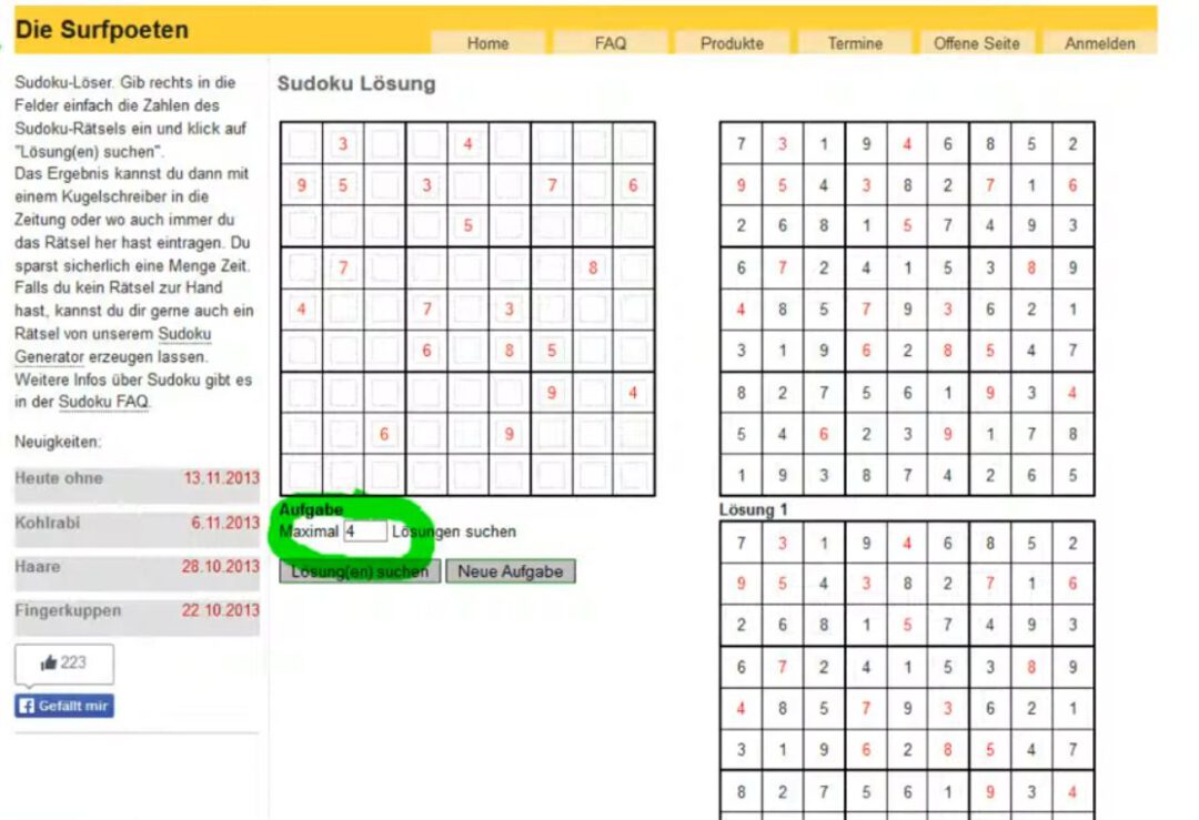 Sudoko für Geocacher mit Solver lösen