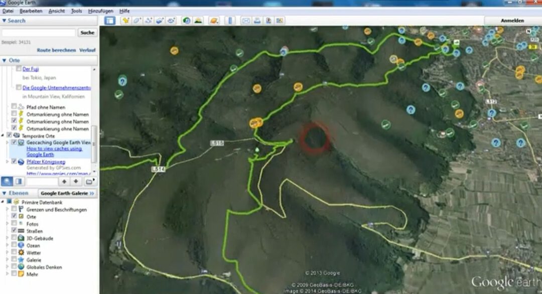 66 Geocaching wanderung oder Tour planen mit google Earth ganz einfach